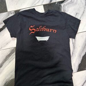 Black T-Shirt with Red 'Saltburn' Print